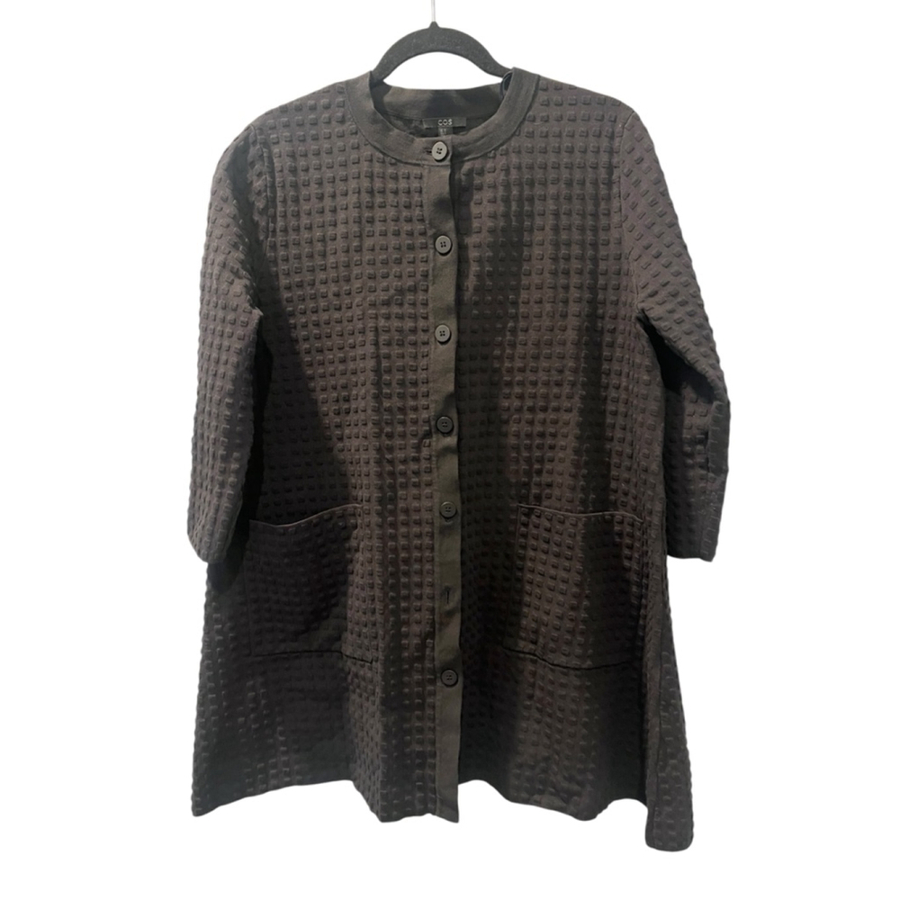 COS Black Quilted Button Front Cardigan Jacket Women's Size Medium Textured